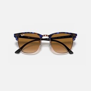 Ray-Ban Clubmaster Sunglasses with Blue and Brown Accents